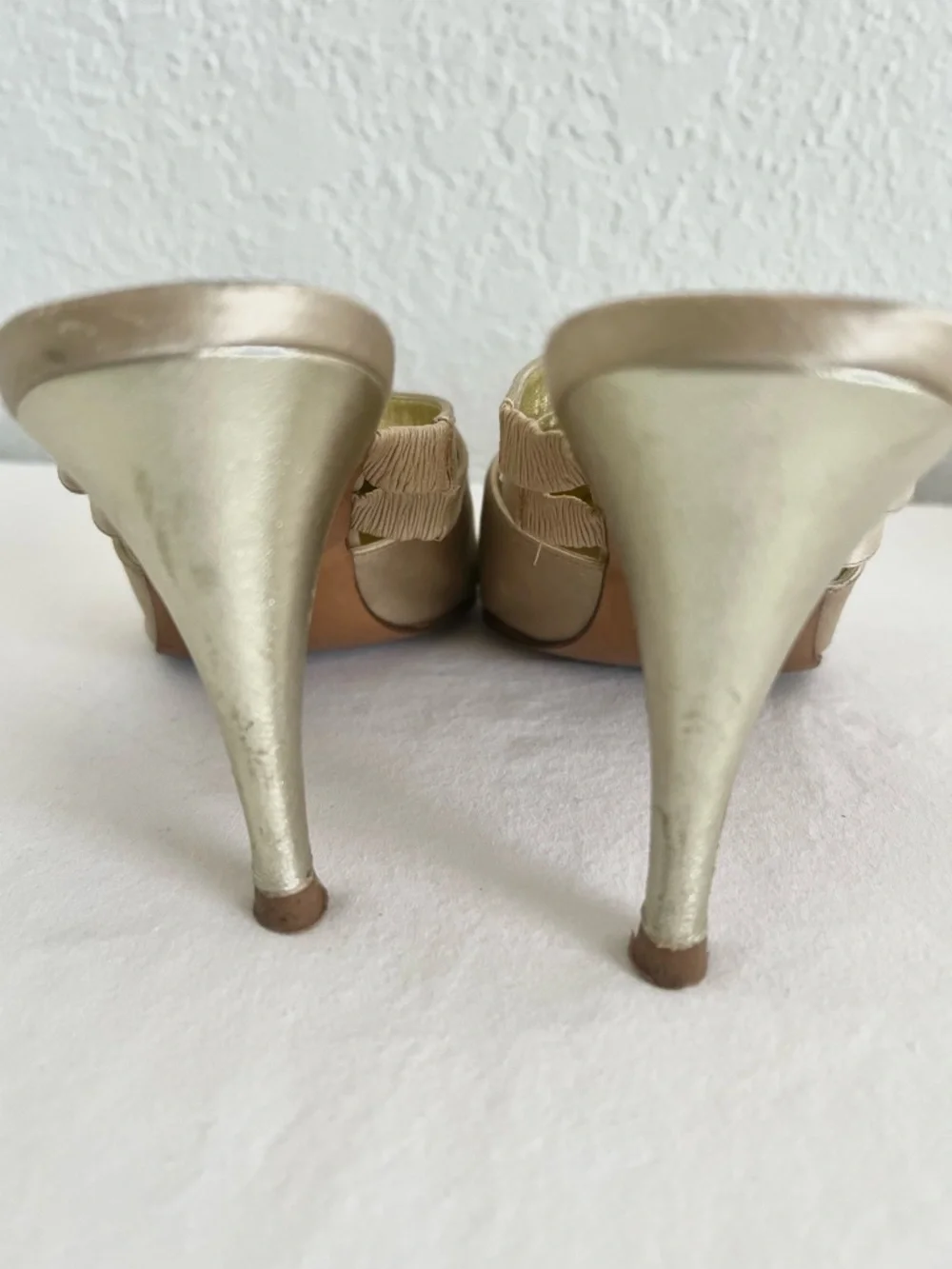 Chanel Dual Strap Satin Mules Vintage